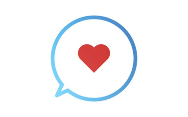Heart and chat bubble flat vector illustration.