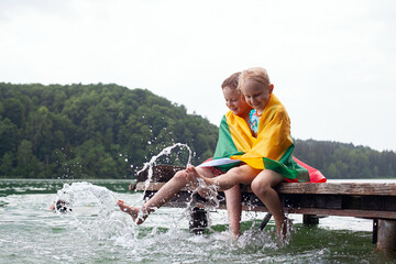 spending summer time with kids on lithuanian lakes