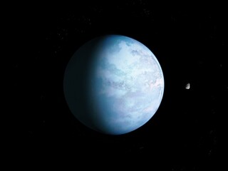 Obraz premium Asteroid near a rocky planet. Mysteries of the universe. Deep space, in the imagination of the artist. 