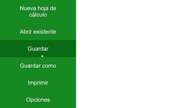 Spanish. Cursor Slides Over and Clicks Save Spreadsheet. Mouse Pointer on Device Computer Monitor Screen Clicking Saving Worksheet File For Company Business Assignment or School Education Project.