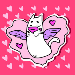 Vector children's design for backgrounds and fabrics, postcards.Funny funny cat