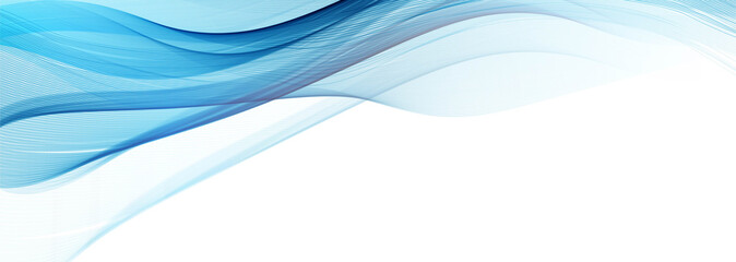 Modern flowing blue wave banner on white background