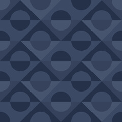 Seamless vector pattern, geometric rhombus with circle pattern in blue color. Pattern included in swatch.