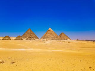 Pyramids at Giza, Egypt, from the plateau to the south of the complex