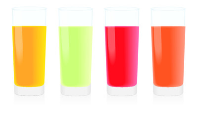 Fresh juices in a glass isolated on a white background