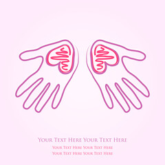 Hand Palm Silhouette with Red Heart