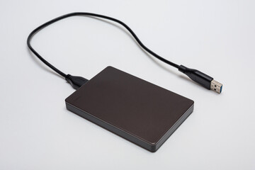External hard drive for backup on white background.

