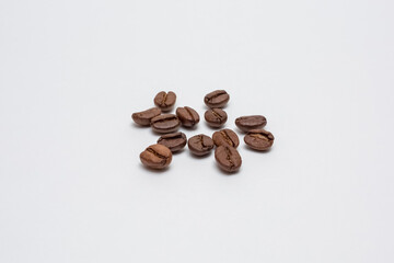 Coffee beans on a white background.