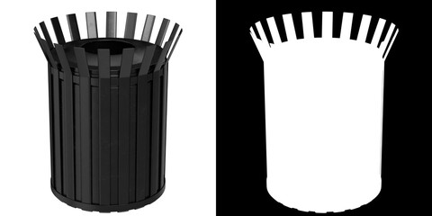3D rendering illustration of a circular open top litter bin