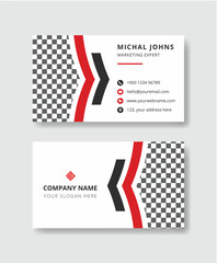 Creative and Clean Double Sided Business Card Design Template. Modern Business Card Design with Red, Blue and Orange Color