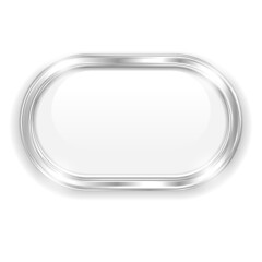 White glass 3d oval button isolated on a white background