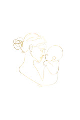 Mother Holding a Baby Print, Printable Nursery Gold Line Art, Mother and Baby Wall Line Art, Minimal Gold Line Art, Mother and Child Line Drawing	
