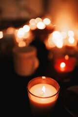Cozy candles in the evening
