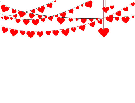 Colorful Background with Heart Confetti (garland). Vector illustration. Valentine day