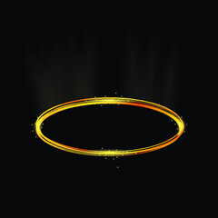 Glowing fire rings with glitter in gold colors