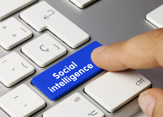 Social intelligence - Inscription on Blue Keyboard Key