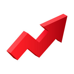 Red 3d arrow. Vector isometric arrow isolated on white background.