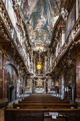 Fototapeta premium Interior of the baroque Asam Church, Asamkirche in Munich, Germany