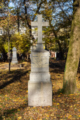 Fototapeta premium View of famous Old North Cemetery of Munich, Germany with historic gravestones.