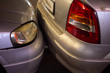 Car accident involving two cars on the road