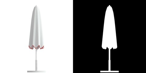 3D rendering illustration of a closed beach umbrella