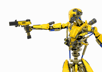 super robot is pointing a pistol
