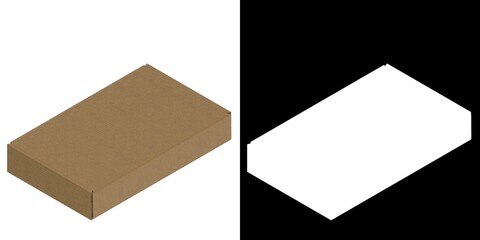 3D rendering illustration of a closed carton box