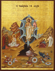 Orthodox icon of the Resurrection of Jesus Christ. Easter.
