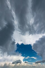 Fantastic soft thunderclouds, sky panorama