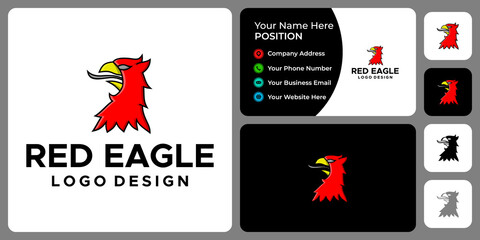 Obraz na płótnie Canvas Red Eagle logo design with business card template.