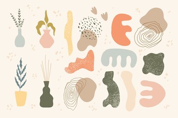 Big Set of hand drawn various shapes and doodle objects. Abstract contemporary modern trendy vector illustration. Isolated elements for social media and poster