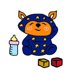  Vector children's design ,for a postcard banner sticker.Funny little 