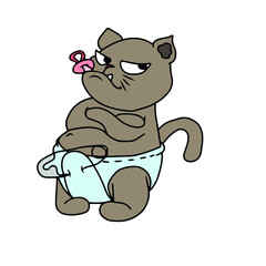 Vector children's design for backgrounds and fabrics, postcards, stickers. Funny cat