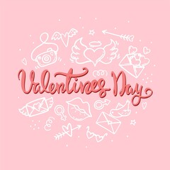 Vector illustration of Valentine's Day. Social media, background, for social networks. scribble. Conceptual template