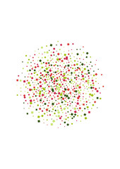 Geometric Green Sparkle Illustration. Flying Confetti Texture. Red View Rhombus Frame. Square Grid Mosaic.