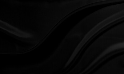 Black gray satin dark fabric texture luxurious shiny that is abstract silk cloth background with patterns soft waves blur beautiful.