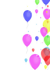 Yellow Balloon Background White Vector. Air Wedding Frame. Purple Streamers. Green Helium. Confetti Celebration Set.