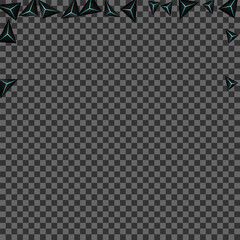 Dark Polygon Background Transparent Vector. Blue Neon Facet Glow. Prism Luxury Illustration. Onyx Elegant Backdrop.