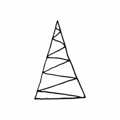 Xmas fir. Winter related vector line icon in doodle style. Vector illustration on a white background.