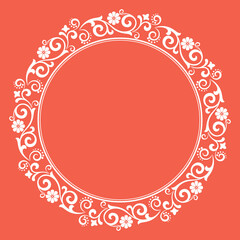 Decorative frame Elegant vector element for design in Eastern style, place for text. Floral pink and white border. Lace illustration for invitations and greeting cards