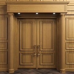 Classic wall vintage oak wood panels doors