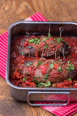 closeup of a german meat roulade