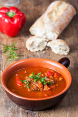 closeup of hungarian goulash stew