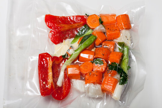vegetables in a sous vide bag