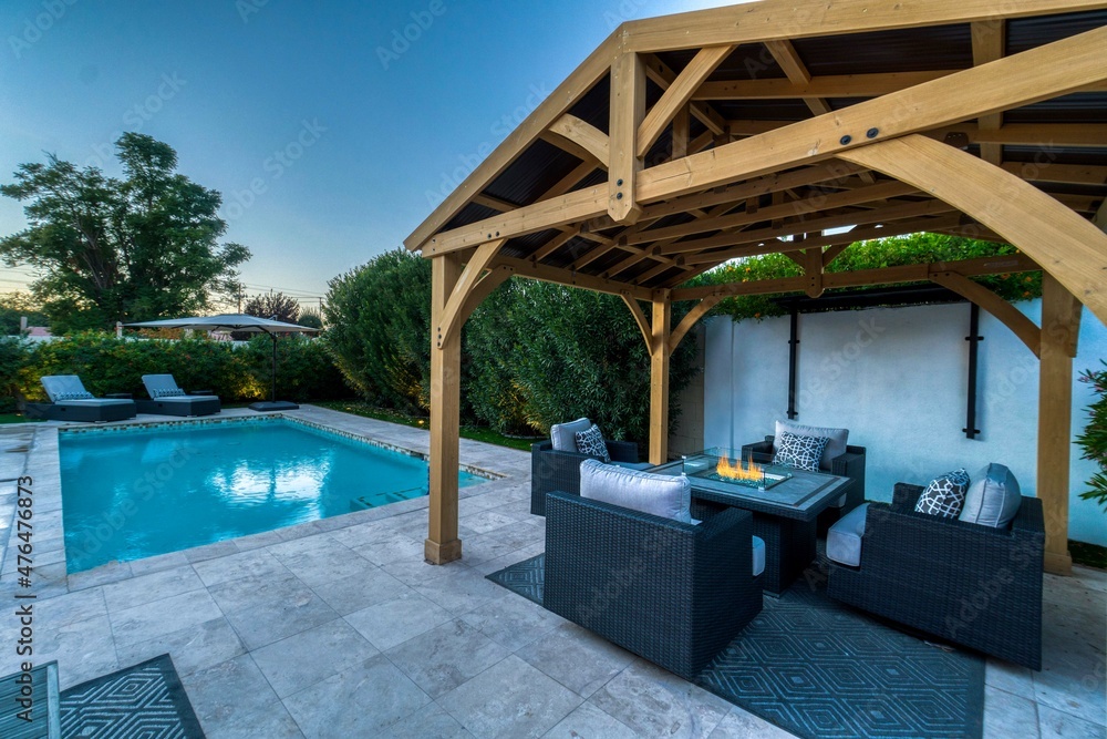 Wall mural home gazebo by the pool