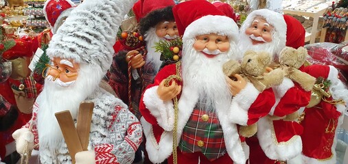 Santa Claus doll. Santa's Christmas toy. Christmas decorations.
