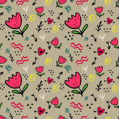 Vector seamless children's design and fabric backgrounds, elements of spring and autumn .