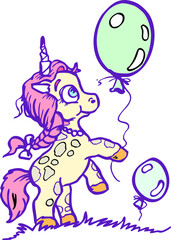 unicorn baby cute cartoon vector character 