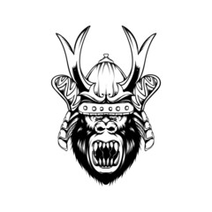 gorilla illustration sketch in japanese style