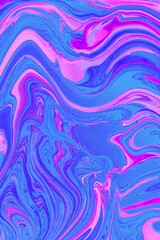 Abstract pink and blue marble background. Acrylic texture with marble pattern. Mixing colors creates an interesting structure. It is well suited for laptop background and wallpaper, fabric